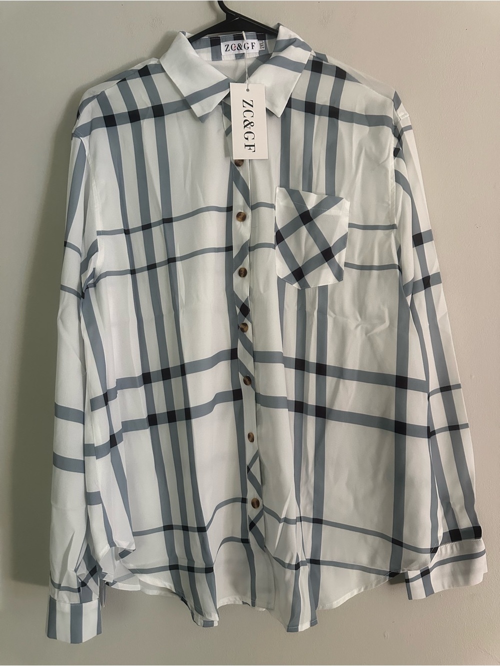 Z&C&F Blue and White Striped Button-Up Shirt